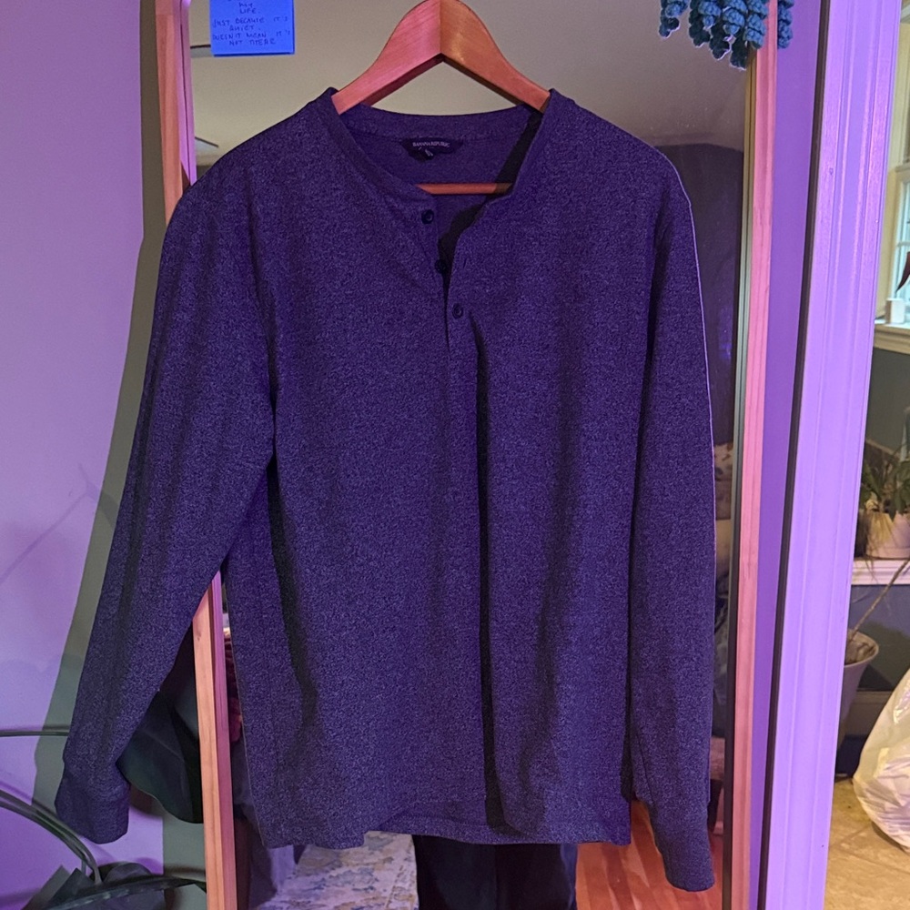 Banana Republic Dark Gray Henley Turtleneck Sweater